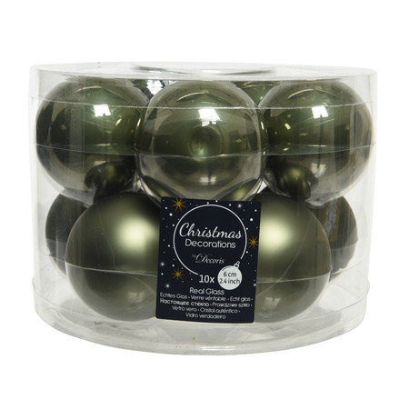 30x stuks glazen kerstballen mos groen 6 cm mat/glans