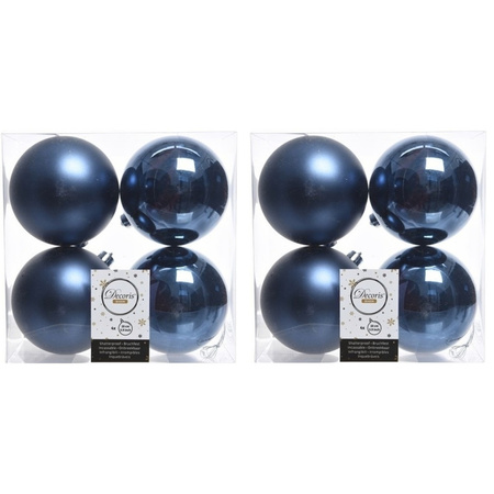 32x Donkerblauwe kerstballen 10 cm kunststof mat/glans