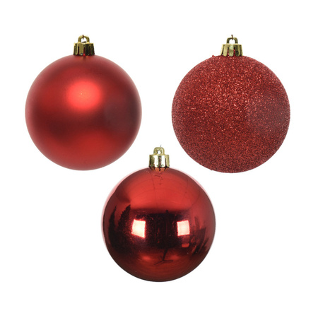 34x Red Christmas balls 8 cm