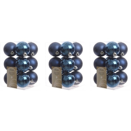 36x Donkerblauwe kerstballen 6 cm kunststof mat/glans