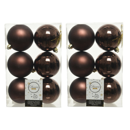 36x Donkerbruine kerstballen 8 cm kunststof mat/glans
