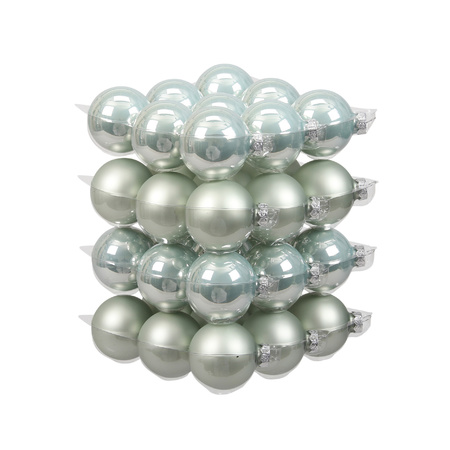 36x Glass christmas baubles mint green (oyster grey) 6 cm 