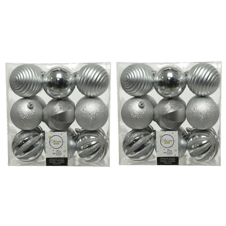 36x stuks kunststof kerstballen zilver 8 cm met luxe afwerking