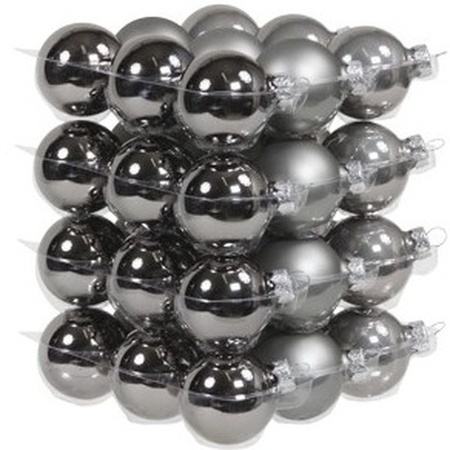 Glazen Kerstballen set 72-delig titanium grijs