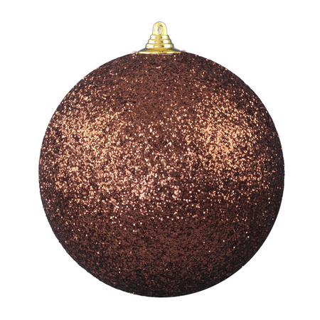 3x Large brown Christmas decoration glitter bauble 25 cm