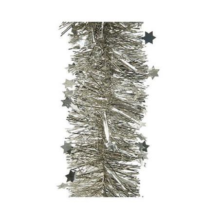 3x Champagne stars Christmas tree foil garland 10 x 270 cm