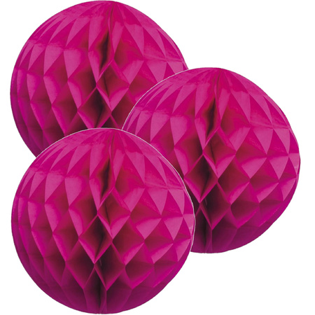 Fuchsia kerstversiering ballen van papier 10 cm 3 stuks