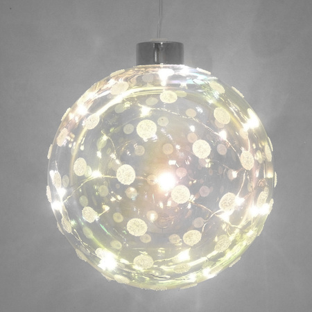 3x Glazen decoratie kerstballen met 20 led lampjes verlichting 12 cm