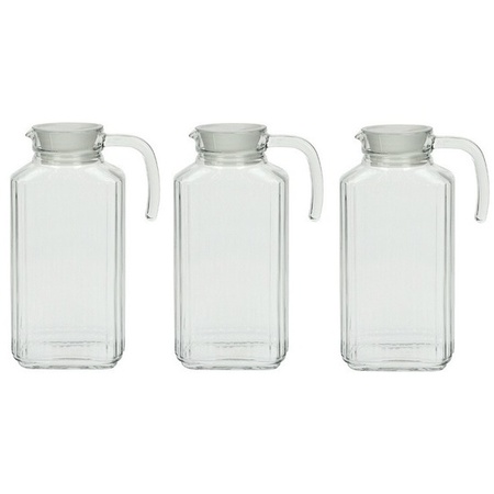 3x Glass jug with handle 1.7 L