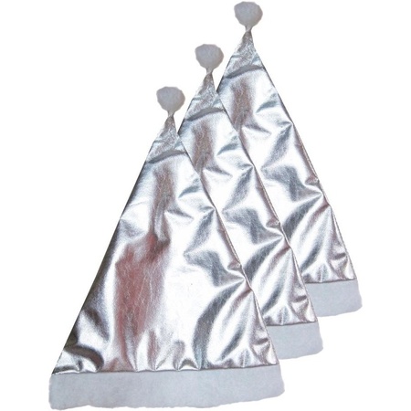 3x Christmas hat silver for adults
