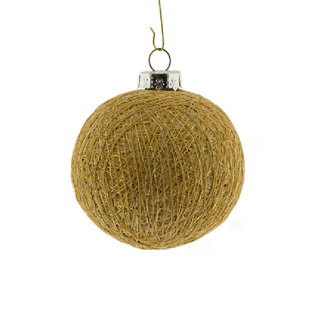 3x Gold Cotton Balls christmasballs 6,5 cm christmastree decoration