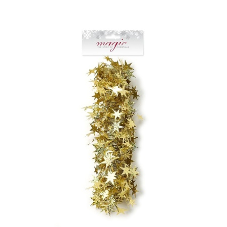 3x Gold stars Christmas tree foil garlands 3,5 x 750cm deco
