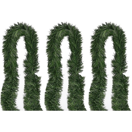 3x Green Christmas garland 5 m