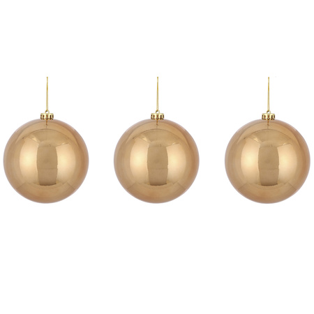 3x Grote kunststof kerstballen licht koper 15 cm