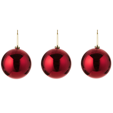 3x Grote kunststof kerstballen rood 15 cm