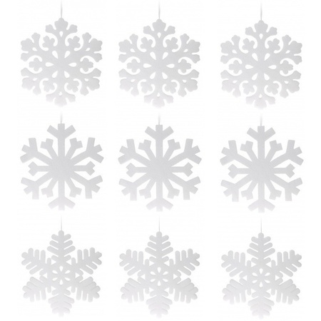 3x Grote sneeuwvlok/ijskristal hangdecoratie wit 49 cm