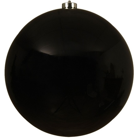 3x Grote zwarte kerstballen van 20 cm glans van kunststof