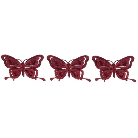 Christmas tree butterfly glitter red