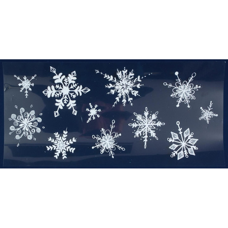 3x Kerst raamversiering raamstickers witte glitter sneeuwvlokken 23 x 49 cm