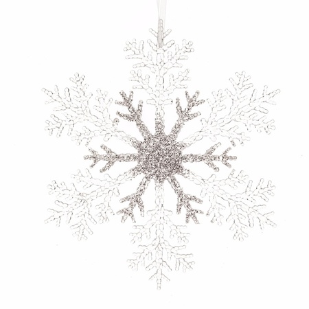 3x Christmas tree decoration snowflake 21 cm transparent/silver