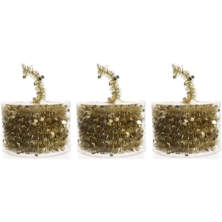 3x Christmas tree stars foil garlands gold 700 cm