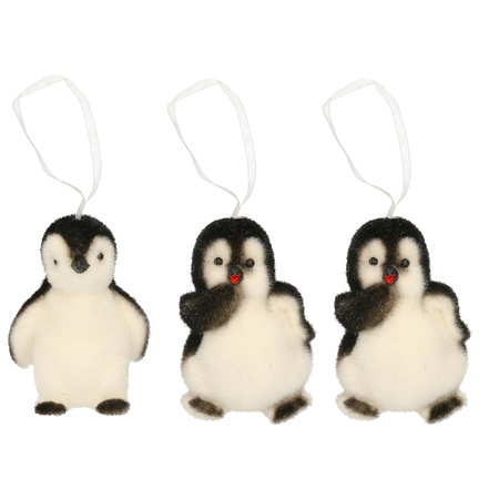3x Christmas tree decoration penguins 9 cm