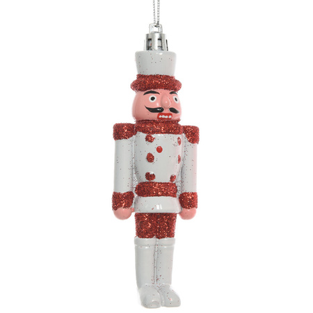 3x Nutcracker doll hangers white/red 12,5 cm