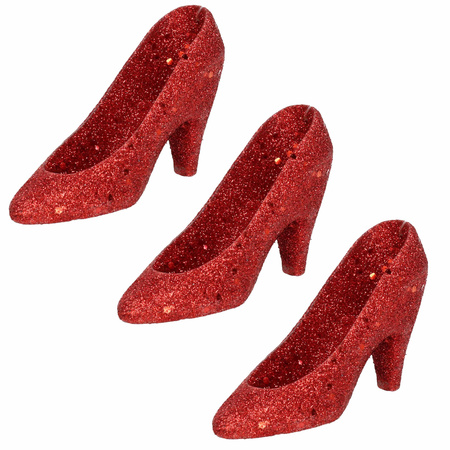 3x Christmas pendants red heels/pumps 10 cm Christmas tree decoration