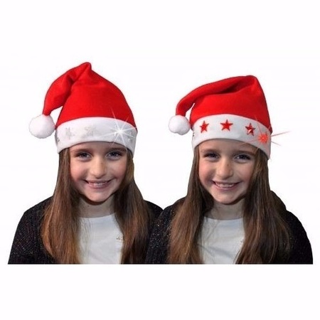3x Christmas hat with lights for children