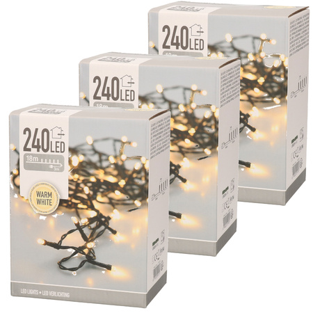 3x LED lichtsnoer van 21 meter wit 240 lampjes