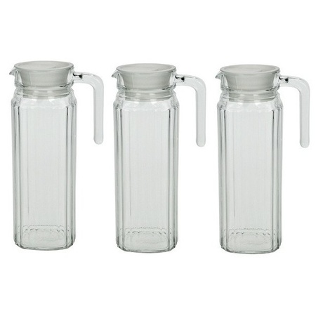 3x Glass jug with handle 1.1 L