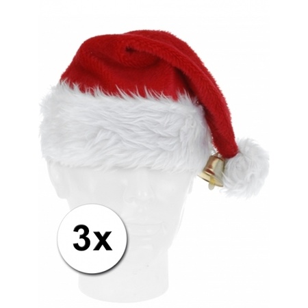 3x Christmas hat deluxe with bel