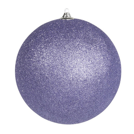 3x Large purple Christmas decoration glitter bauble 25 cm
