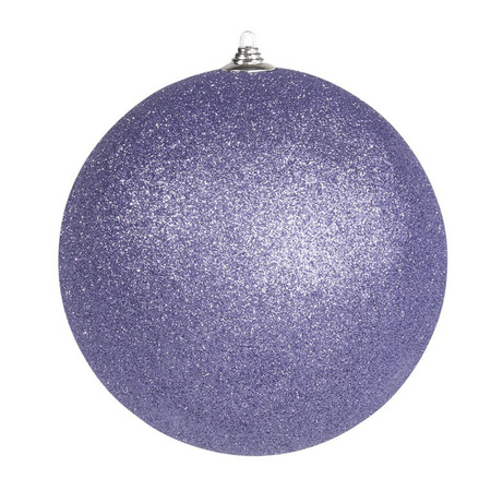 3x Paarse grote kerstballen met glitter kunststof 13,5 cm