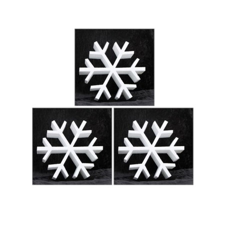 3x Styrofoam snowflake shape 30 cm