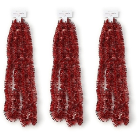 3x Red Christmas tree foil garlands 5 x 270 cm decorations
