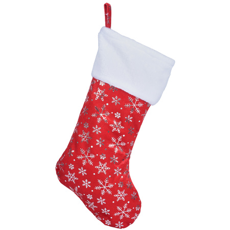 3x Red christmas stockings with snowflakes 42 cm