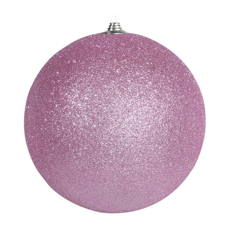 3x Roze grote decoratie kerstballen met glitter kunststof 25 cm