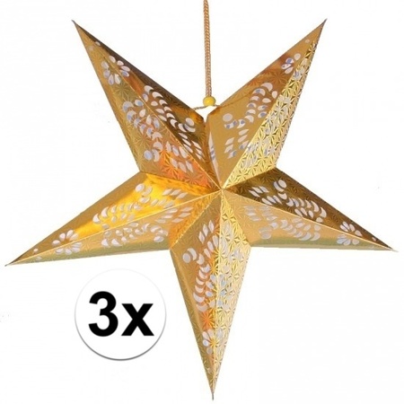 3x Stars decoration gold