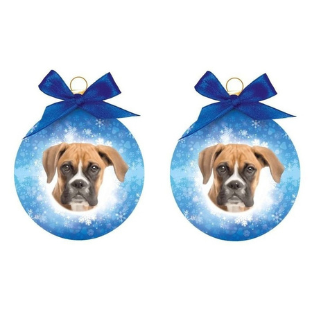 3x stuks dieren/huisdieren kerstballen Boxer hond 8 cm