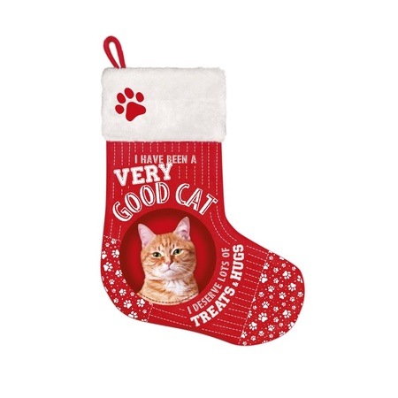 3x pieces christmas stockings red for cats 37 x 30 cm