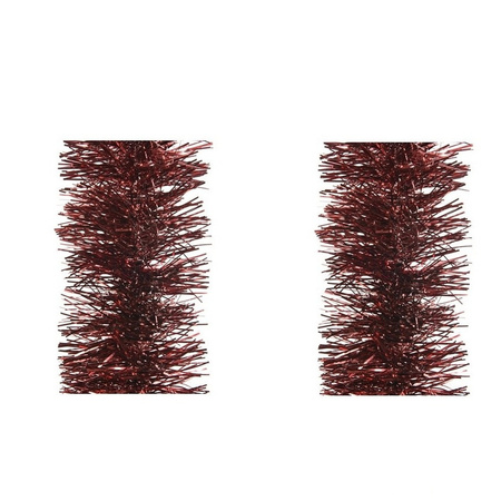 3x pieces dark red Christmas tree foil garlands 10 cm wide x 270 cm