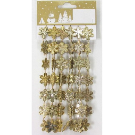 3x pieces gold snowflake garlands 180 cm Christmas decorations