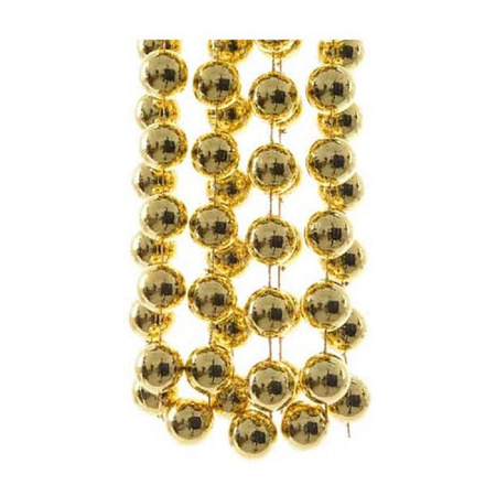3x pieces gold XXL beaded garlands 270 cm Christmas decorations