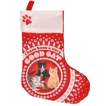 3x pieces cat christmas stocking I have been a very good cat 37 cm