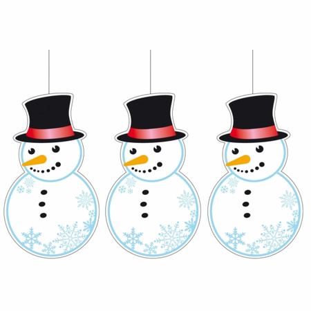 3x pieces christmas snowman decorations 41 x 25 cm