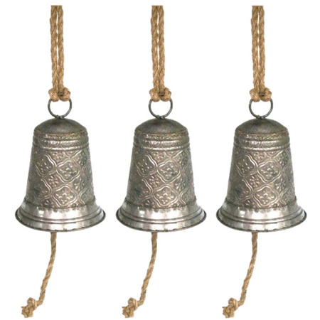 3x pieces christmas bells 12 x 17 cm iron