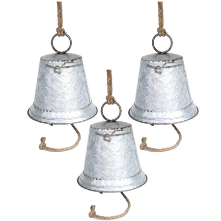 3x pieces christmas bells 24 x 26 cm metal