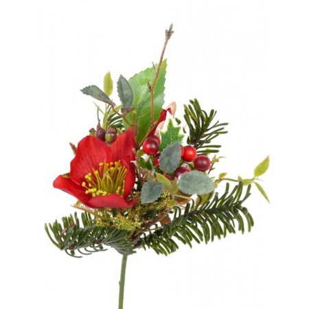 3x pieces christmas decoration bouquet 17 cm