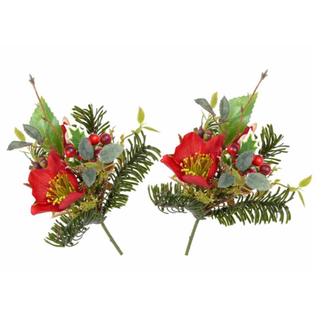 3x pieces christmas decoration bouquet 17 cm